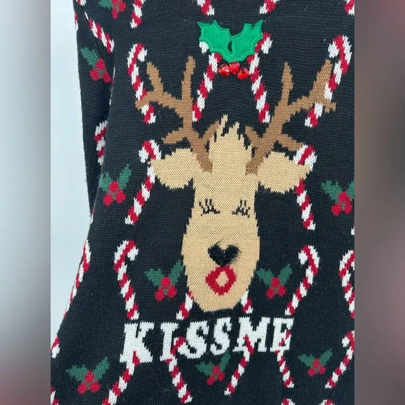 Love By Design Black and Red Crew Neck Sweater - Picture 5 of 6